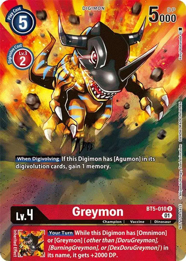 Digimon Trading Card Game Battle of Omni Single Card Promo Greymon BT5-010  Premier TO Event June 2021 - ToyWiz