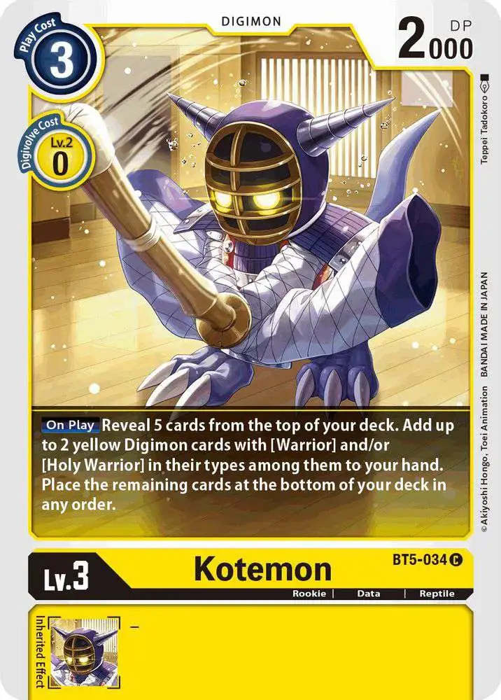 Digimon Trading Card Game Battle of Omni Common Kotemon BT5-034