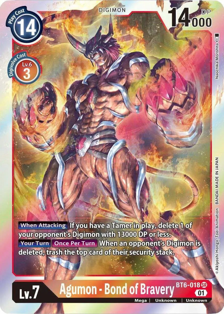 Digimon Trading Card Game Double Diamond Super Rare Agumon - Bond of Bravery BT6-018