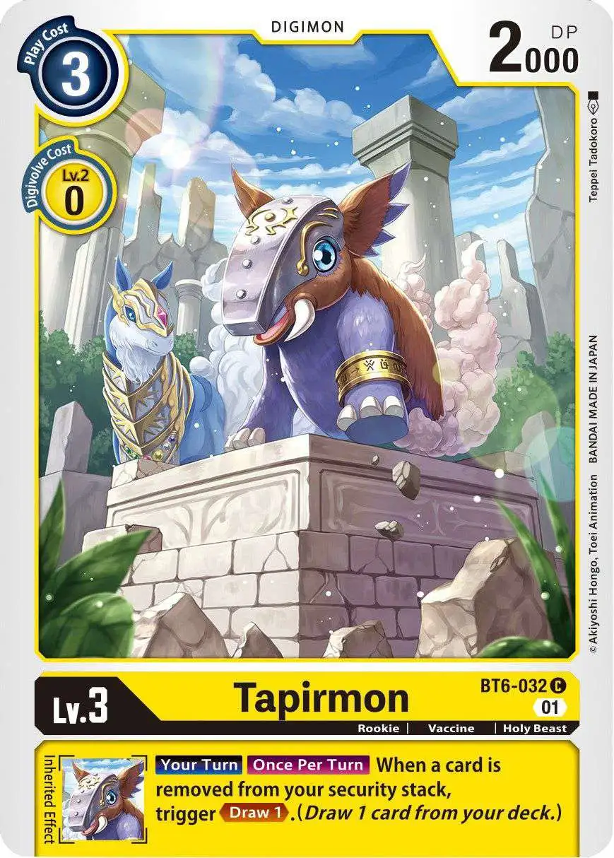 Digimon Trading Card Game Double Diamond Common Tapirmon BT6-032