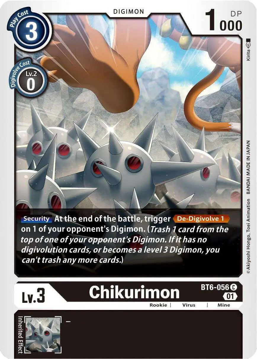 Digimon Trading Card Game Double Diamond Common Chikurimon BT6-056