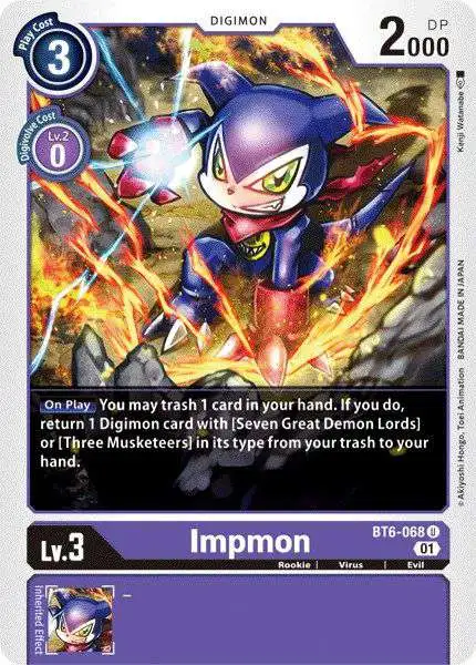 Digimon Trading Card Game Double Diamond Uncommon Impmon BT6-068