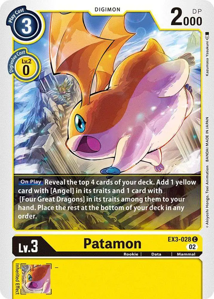 Digimon Trading Card Game Draconic Roar Common Patamon EX3-028