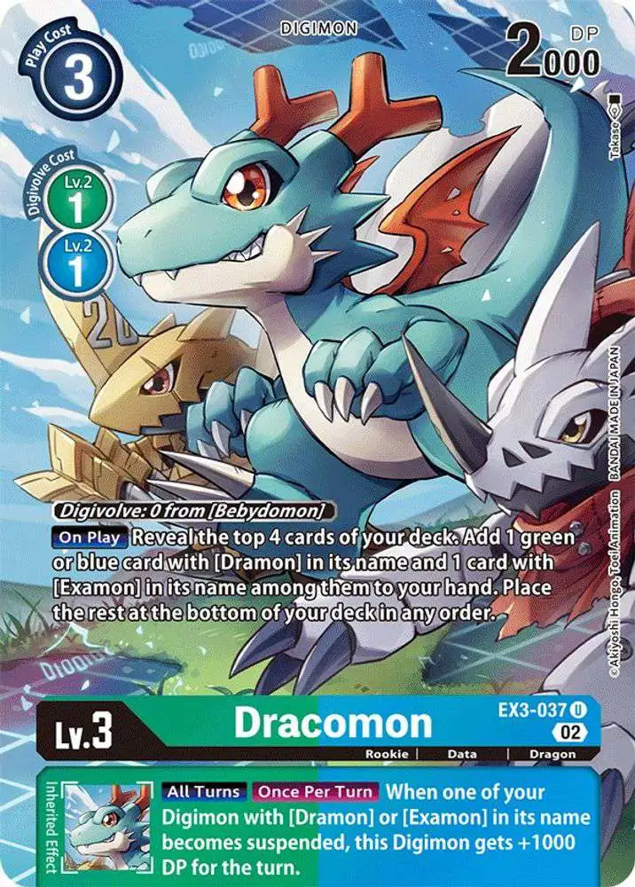 Digimon Trading Card Game Draconic Roar Uncommon Dracomon EX3-037 [Alternate Art]