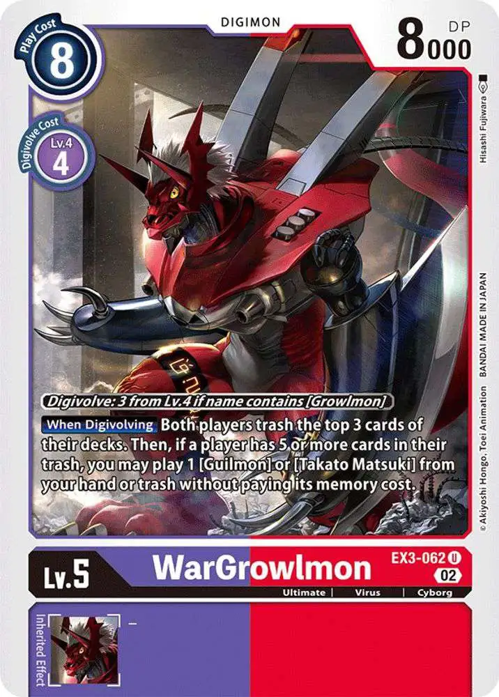 Digimon Trading Card Game Draconic Roar Uncommon WarGrowlmon EX3-062