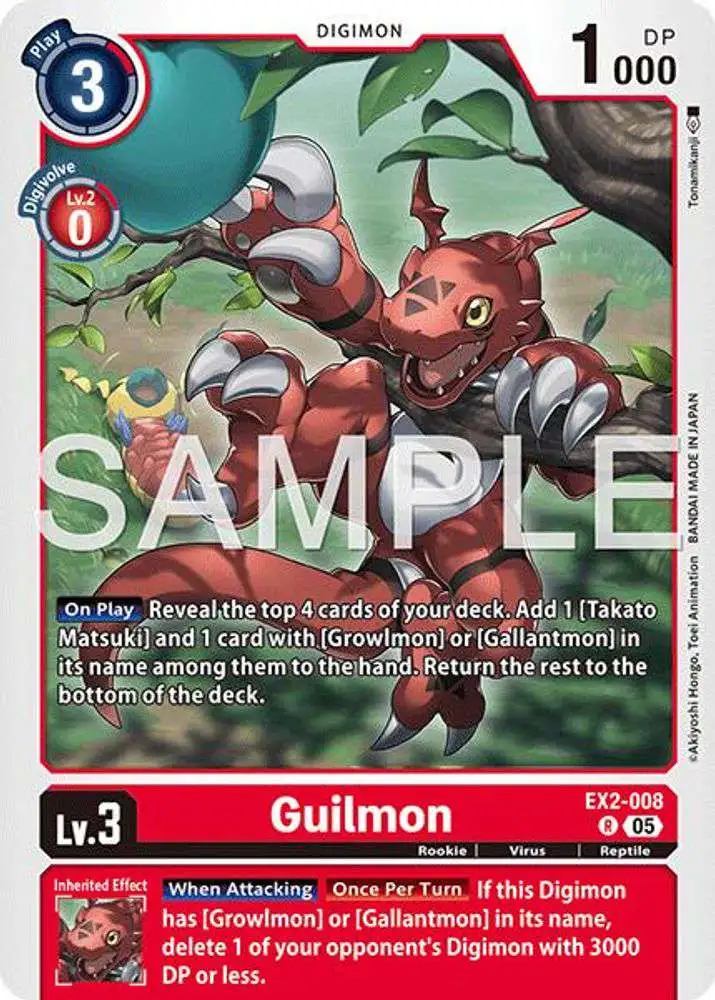 Digimon Trading Card Game Advanced Booster Digimon Generation Single Card  Rare Guilmon EX2-008 Reprint - ToyWiz