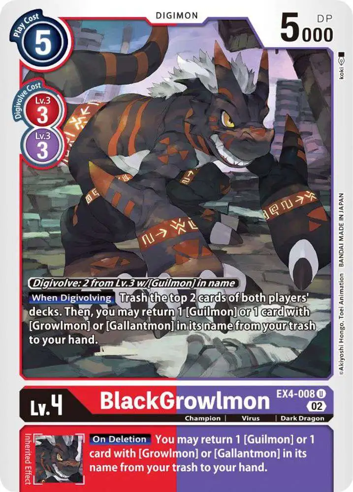 Digimon Trading Card Game Alternative Being Uncommon BlackGrowlmon EX4-008