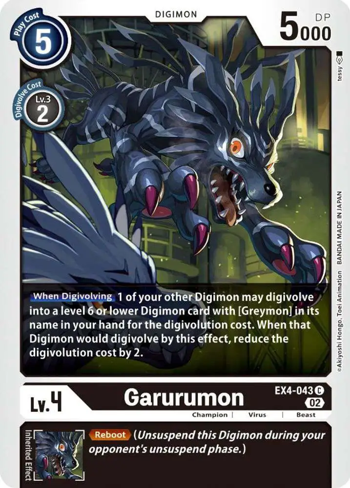 Digimon Trading Card Game Alternative Being Common Garurumon EX4-043