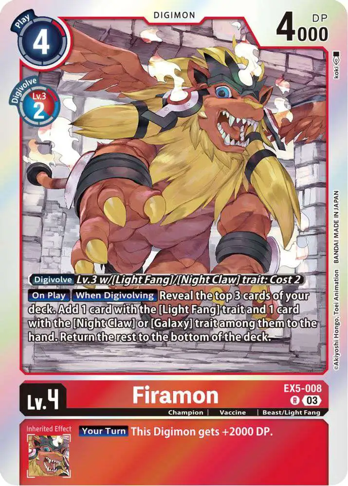 Digimon Animal Colosseum Rare Firamon EX5-008