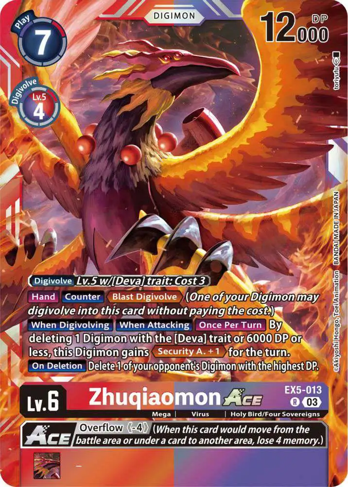 Digimon Animal Colosseum Rare Zhuqiaomon Ace EX5-013