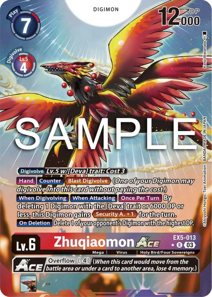 Digimon Animal Colosseum Rare Zhuqiaomon Ace EX5-013 [Alternate Art]