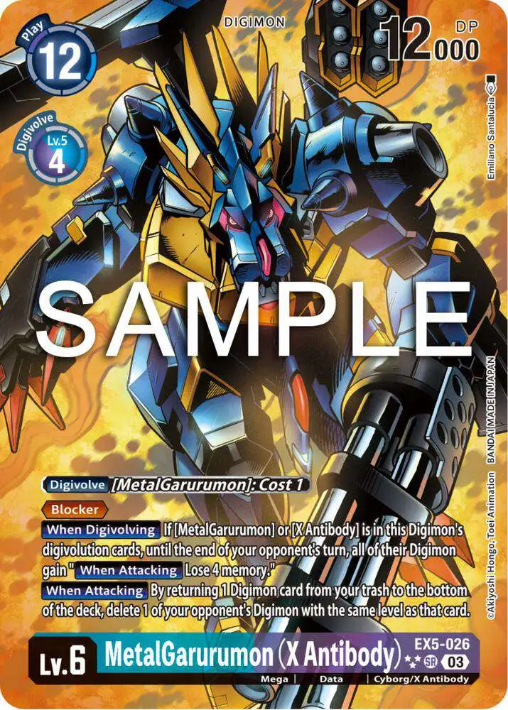 Digimon Animal Colosseum Single Card Super Rare MetalGarurumon X Antibody  EX5-026 3 Star Alternate Art - ToyWiz