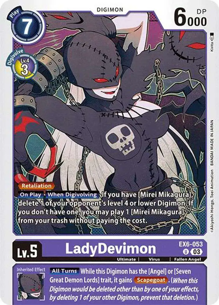 Digimon Trading Card Game Infernal Ascension Uncommon LadyDevimon Ex6-053