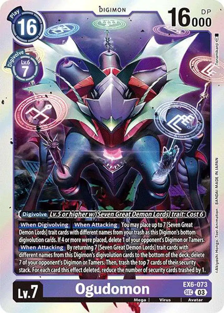 Digimon Trading Card Game Infernal Ascension Secret Rare Ogudomon EX6-073