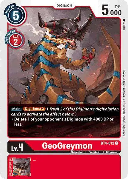 Digimon Trading Card Game Great Legend Common GeoGreymon BT4-012