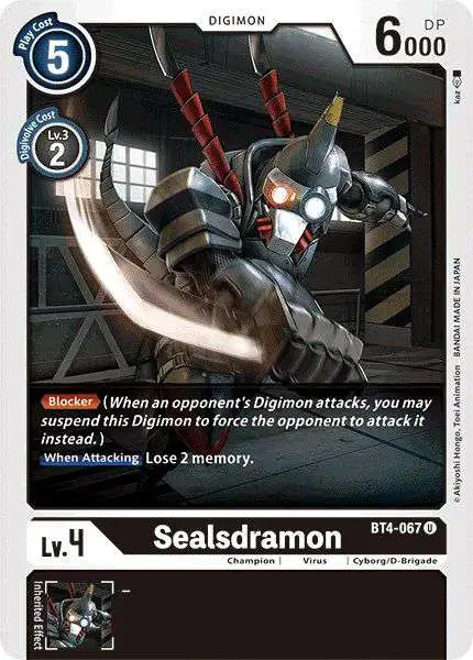 Digimon Trading Card Game Great Legend Uncommon Sealsdramon BT4-067