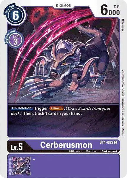 Digimon Trading Card Game Great Legend Common Cerberusmon BT4-083