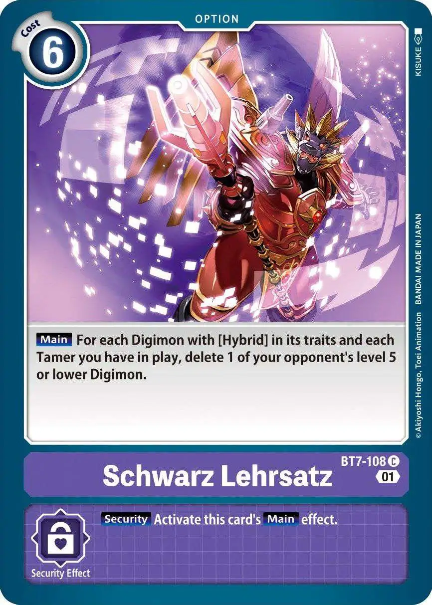 Digimon Next Adventure Common Schwarz Lehrsatz BT7-108 Digimon Next Adventure Common Schwarz Lehrsatz BT7-108