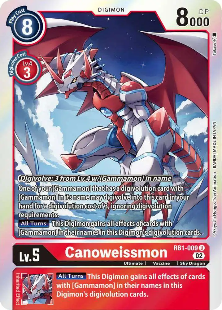 Digimon Trading Card Game Resurgence Booster Uncommon Canoweissmon RB1-009
