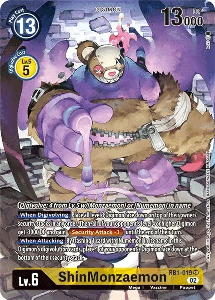 Digimon Trading Card Game Resurgence Booster Single Card Super Rare  ShinMonzaemon RB1-019 Textured Alternate Art - ToyWiz