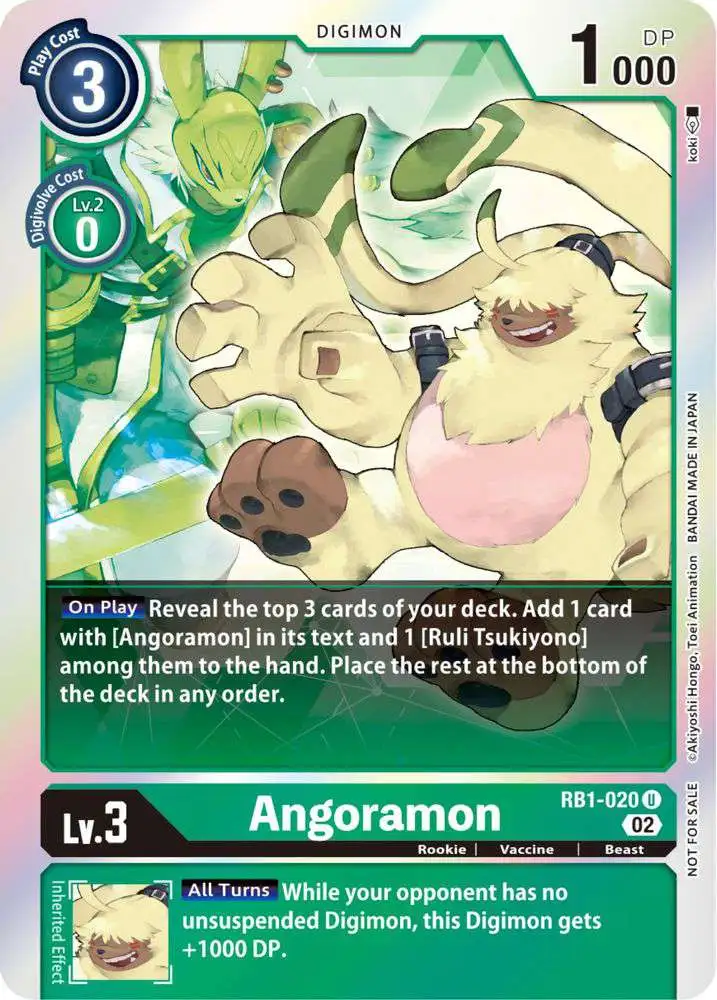Digimon Trading Card Game Resurgence Booster Single Card Uncommon Angoramon  RB1-020 Promo Pack - ToyWiz