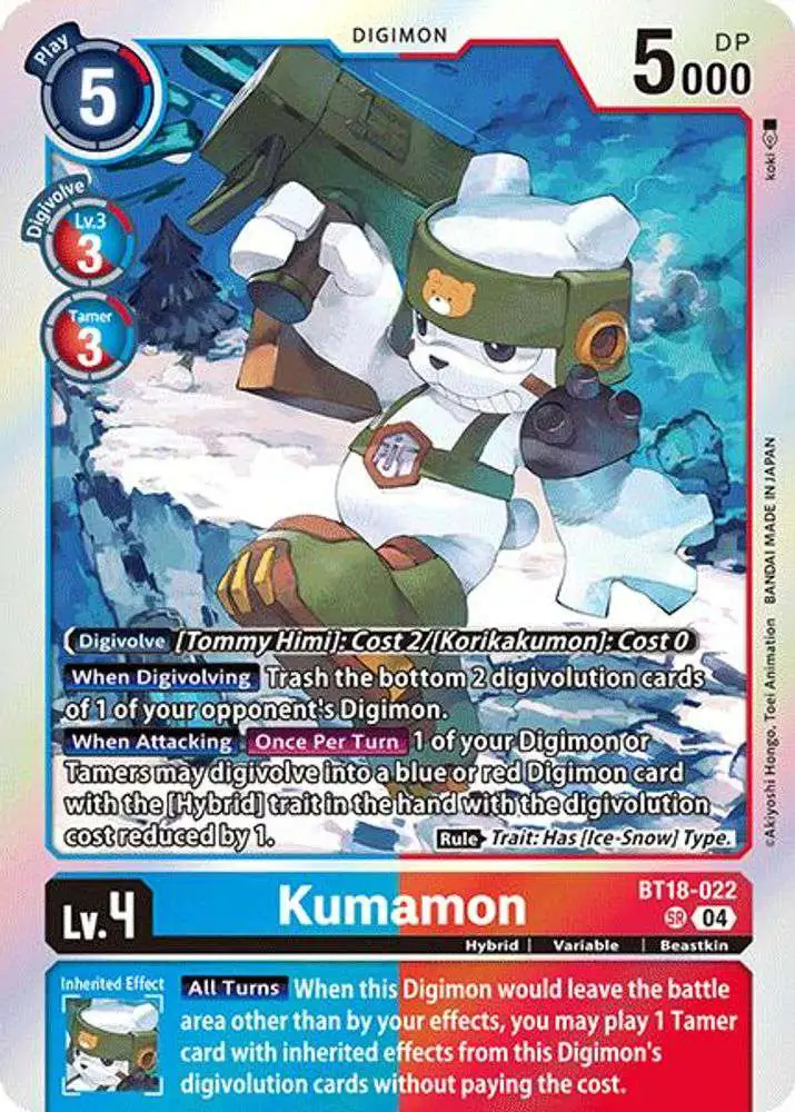 Digimon Trading Card Game Release Special Booster 2.0 Super Rare Kumamon BT18-022