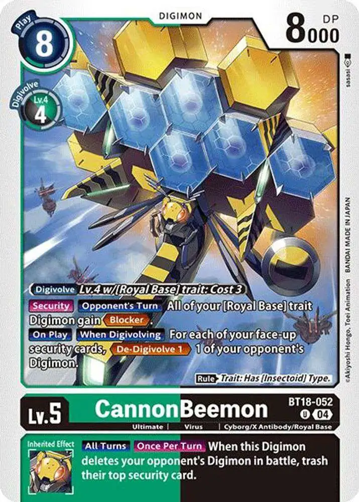 Digimon Trading Card Game Release Special Booster 2.0 Uncommon CannonBeemon BT18-052