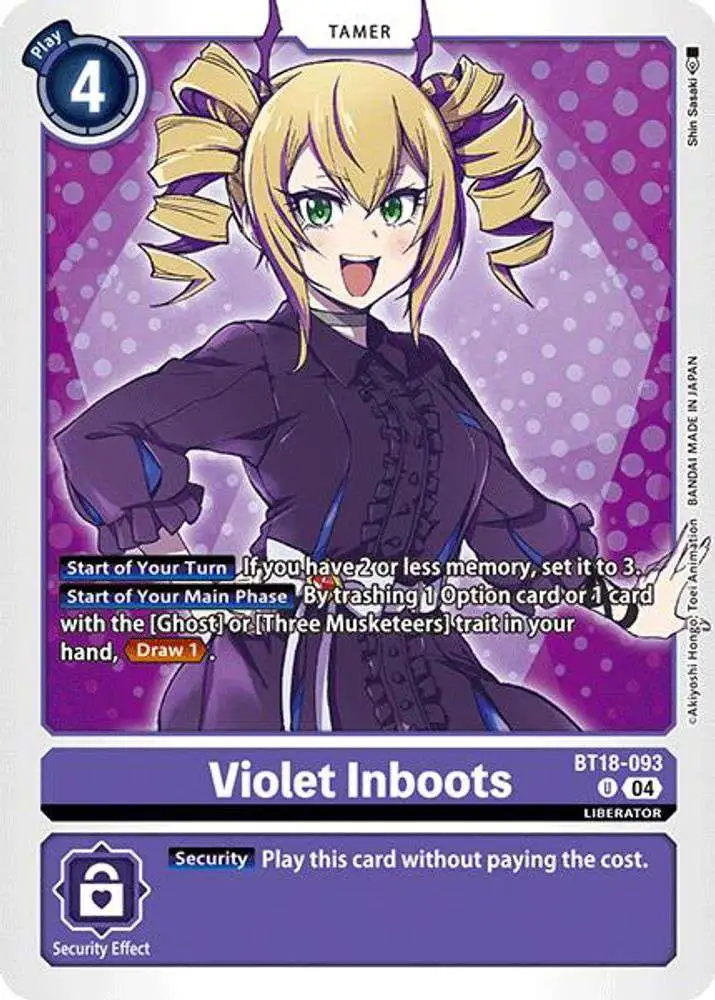 Digimon Trading Card Game Release Special Booster 2.0 Uncommon Violet Inboots BT18-093
