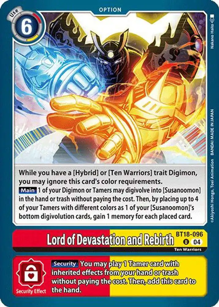 Digimon Trading Card Game Release Special Booster 2.0 Single Card Uncommon Lord of Devastation and Rebirth BT18-096 - ToyWiz Digimon Trading Card Game Release Special Booster 2.0 Single Card Uncommon Lord of Devastation and Rebirth BT18-096 - ToyWiz