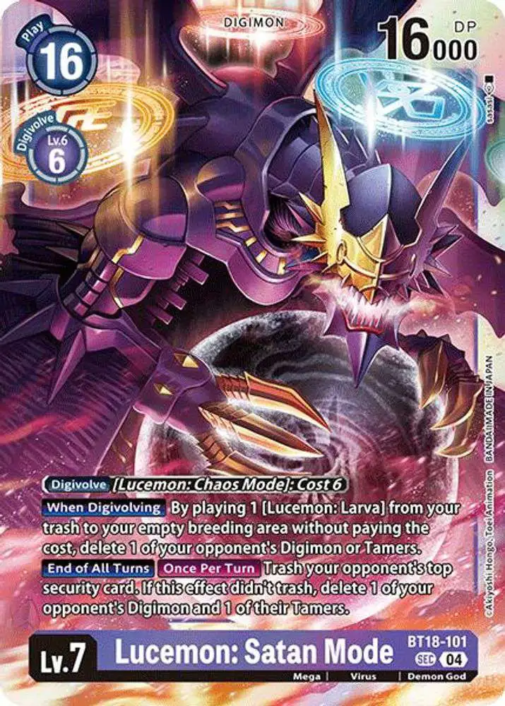 Digimon Trading Card Game Release Special Booster 2.0 Secret Rare Lucemon: Satan Mode BT18-101
