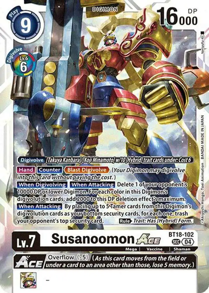 Digimon Trading Card Game Release Special Booster 2.0 Secret Rare Susanoomon ACE BT18-102