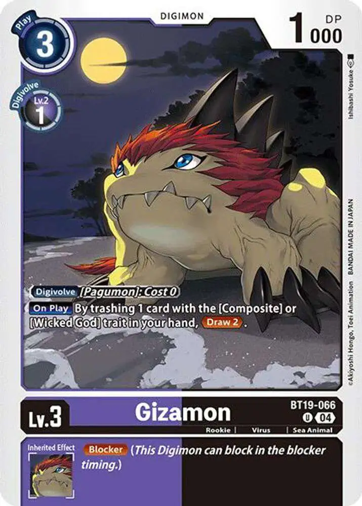Digimon Trading Card Game Release Special Booster 2.0 Uncommon Gizamon BT19-066