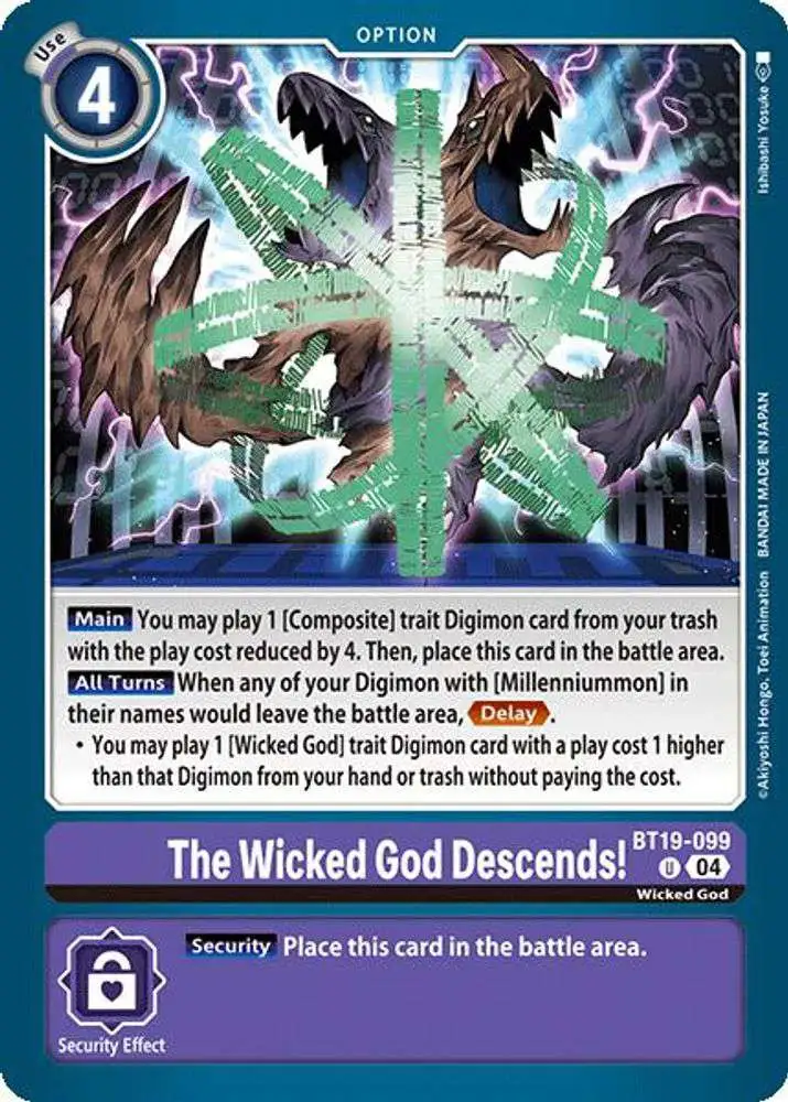 Digimon Trading Card Game Release Special Booster 2.0 Single Card Uncommon  The Wicked God Descends BT19-099 - ToyWiz