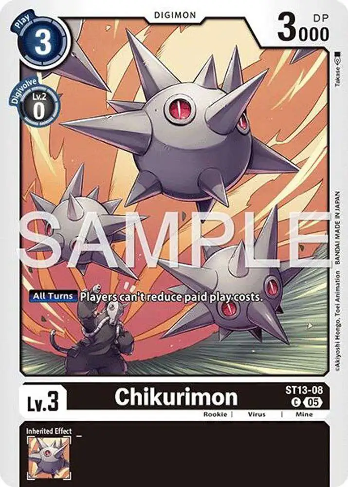 Trading Card Game Advanced Booster Digimon Generation Common Chikurimon ST13-08 [Reprint]