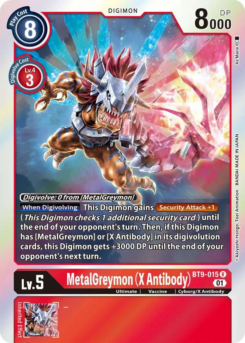 Digimon BT9-015 Digimon X RECORD BT9-015 R MetalGreymon X Antibody 