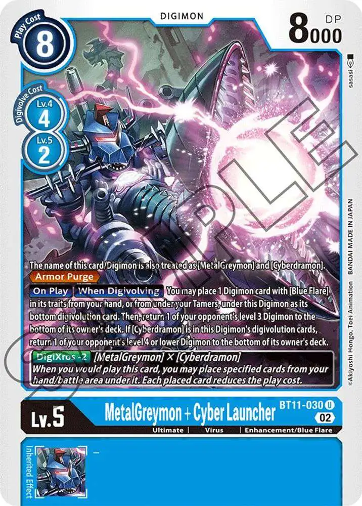 Digimon Trading Card Game Dimensional Phase Uncommon MetalGreymon + Cyber Launcher BT11-030