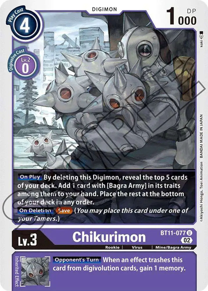Digimon Trading Card Game Dimensional Phase Uncommon Chikurimon BT11-077