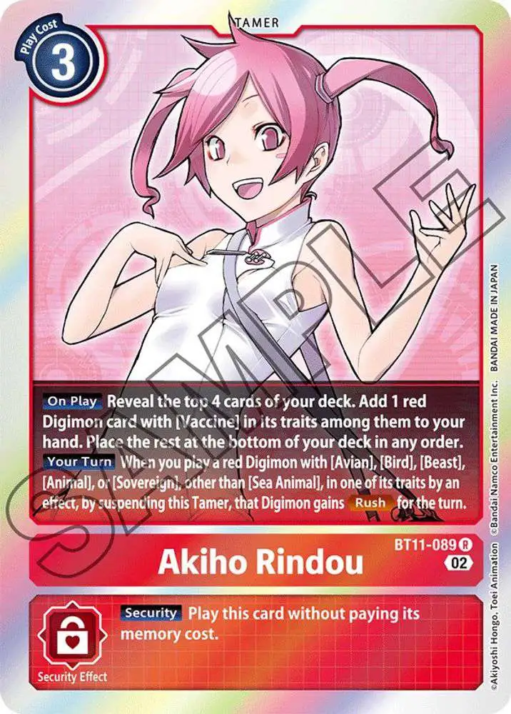 Digimon Trading Card Game Dimensional Phase Rare Akiho Rindou BT11-089