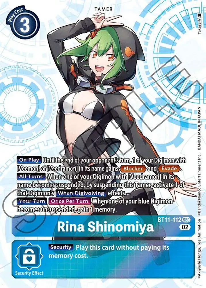 Digimon Trading Card Game Dimensional Phase Secret Rare Rina Shinomiya BT11-112