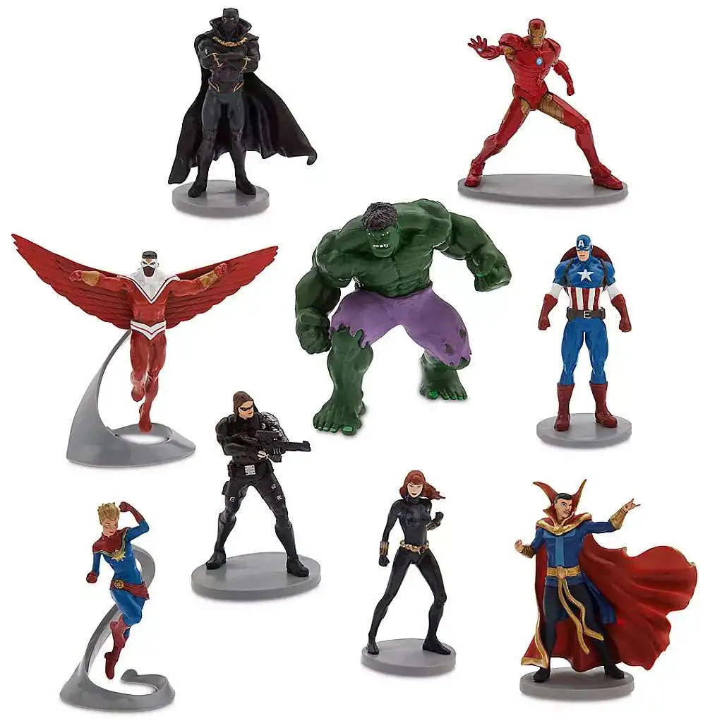 NIB Disney Marvel Avengers Deluxe Figurine Figure 9 pieces Play Toy Set Hulk