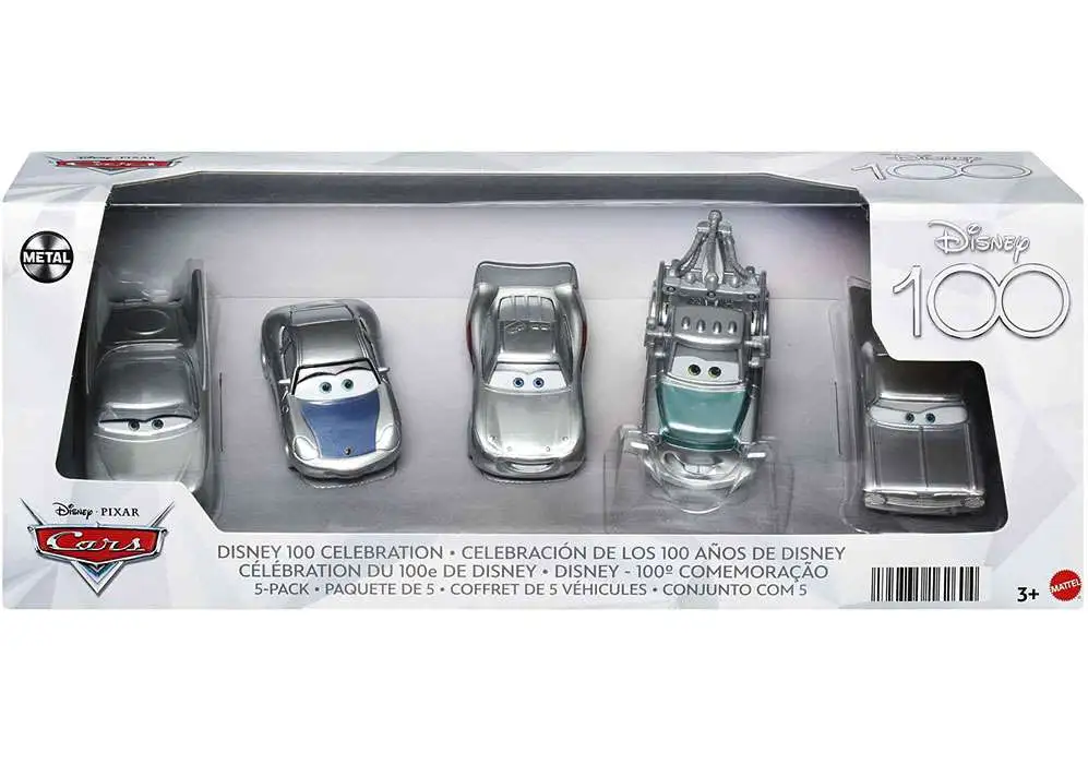 Disney / Pixar Cars 100 Years of Wonder Lightning McQueen, Mater, Sally,  Flo & Ramone Diecast Car 5-Pack Set