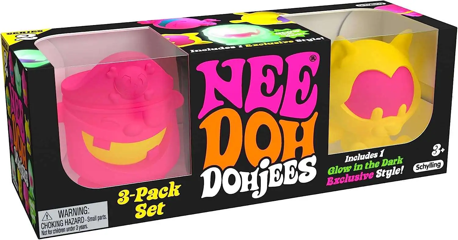 NeeDoh Dohjees Series 2 2-Inch Mystery 3-Pack [3 RANDOM Colors, Damaged Package]