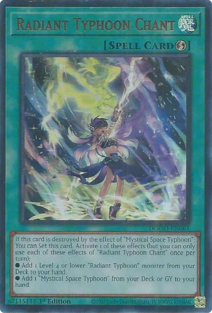YuGiOh Trading Card Game Doom of Dimensions Ultra Rare Radiant Typhoon Chant DOOD-EN061