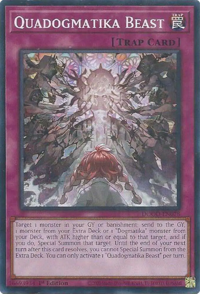 YuGiOh Trading Card Game Doom of Dimensions Common Quadogmatika Beast DOOD-EN078
