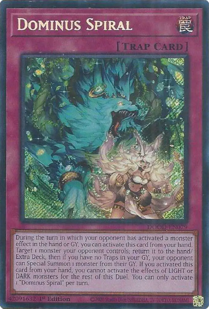 YuGiOh Trading Card Game Doom of Dimensions Secret Rare Dominus Spiral DOOD-EN079