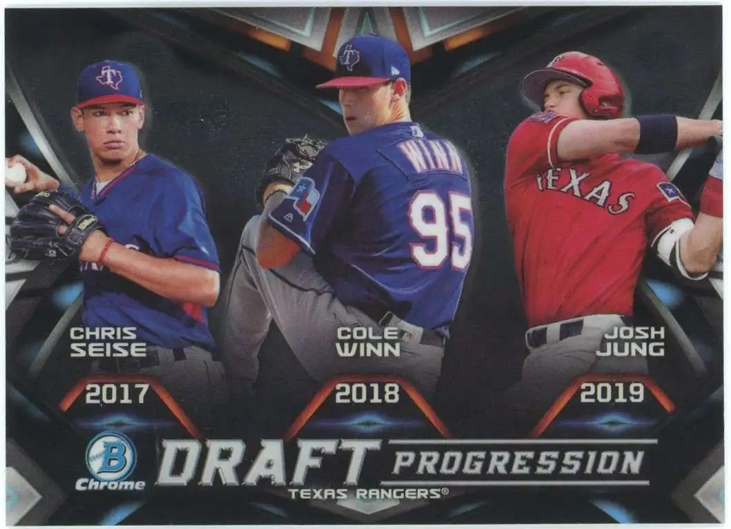 MLB Texas Rangers 2019 Bowman Chrome Josh Jung & Cole Winn & Chris Seise DPR-TEX [Draft Progression]