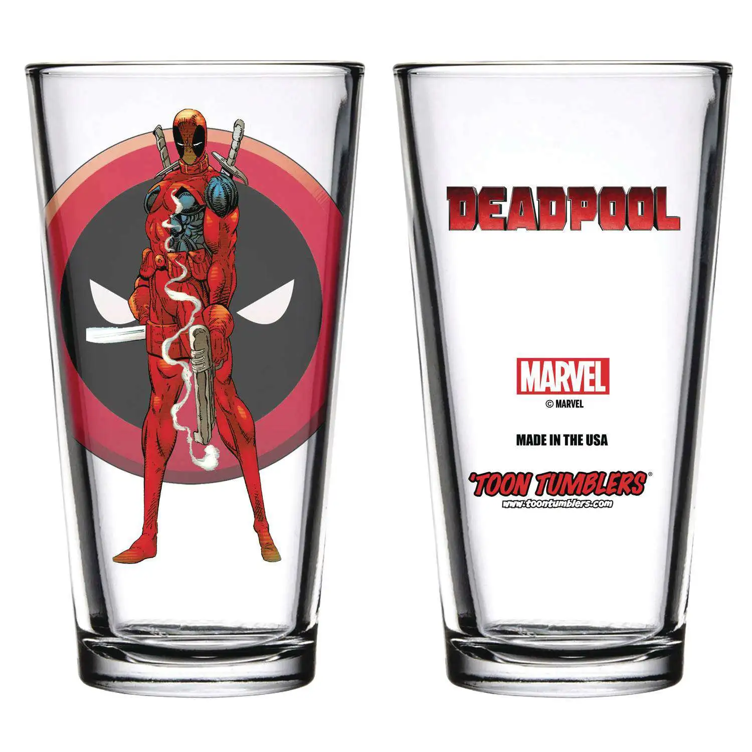 Marvel Toon Tumblers Series 3 Deadpool Glass Tumbler [Clear Pint Glass]