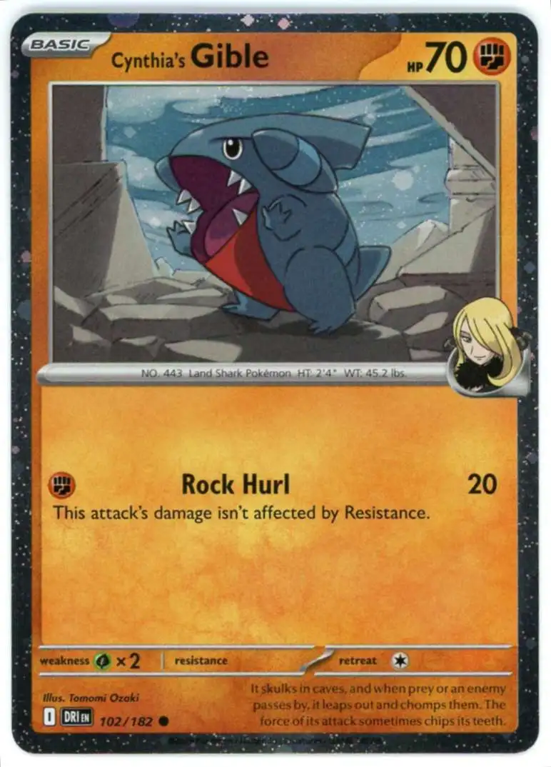 Pokemon Trading Card Game Destined Rivals Common Cynthia's Gible #102 [Cosmo Holo]