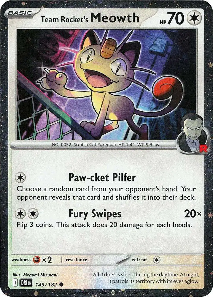 Pokemon Trading Card Game Destined Rivals Common Team Rocket's Meowth #149 [Cosmo Holo]