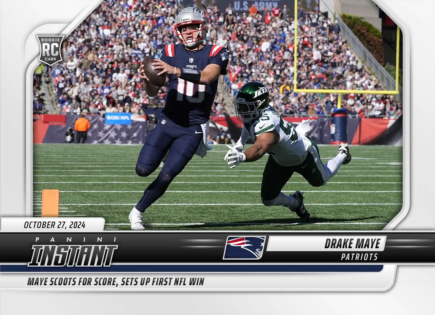 NFL New England Patriots 2024 Instant Football Drake Maye #105 [Rookie, Scoots For Score, Sets up First NFL Win]